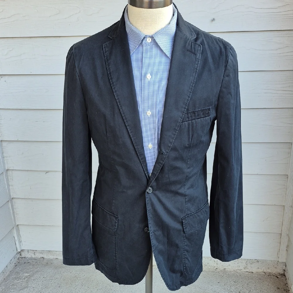 J CREW Clayton Faded Black Grey Cotton Medium Mens Sport Coat Jacket